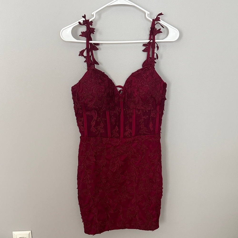 Amazon Burgundy Lace Bodycon Mini Dress